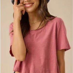 Altar’d State Charly Lace Trim Cropped Tee